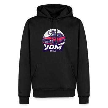 Japanischer Klassiker: Retro JDM Sportwagen - Männer Premium Bio Hoodie - Schwarz - Vorne - Nico (187cm)