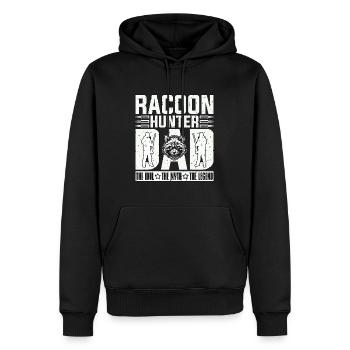 Racoon Hunter Dad The Idol The Myth Loves Hunting - Männer Premium Bio Hoodie - Schwarz - Vorne - Nico (187cm)
