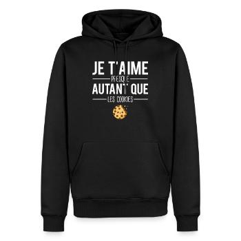 Je t'aime presque autant que les cookies humour - Sweat à capuche Premium bio Homme - noir - Devant - Nico (187cm)