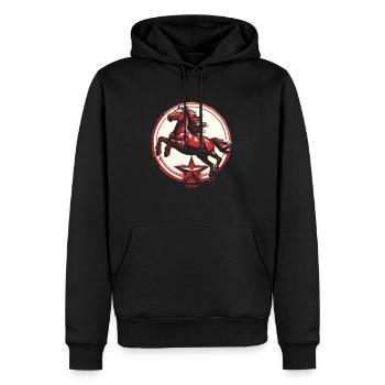 Roter Stern Propaganda Pferd - Männer Premium Bio Hoodie - Schwarz - Vorne - Nico (187cm)