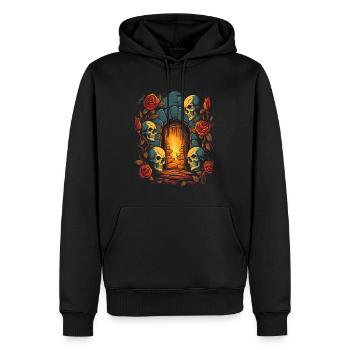 The Dark Dungeon Love: Skulls and Roses - Men’s Premium Organic Hoodie - black - Front - Nico (187cm)