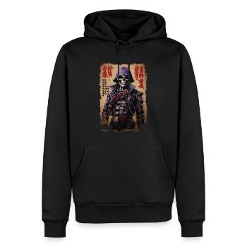 Kanji Japon Poster : Crâne, Squelette, Samouraï - Sweat à capuche Premium bio Homme - noir - Devant - Nico (187cm)