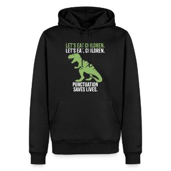 Lasst uns Kinder essen - Männer Premium Bio Hoodie - Schwarz - Vorne - Nico (187cm)