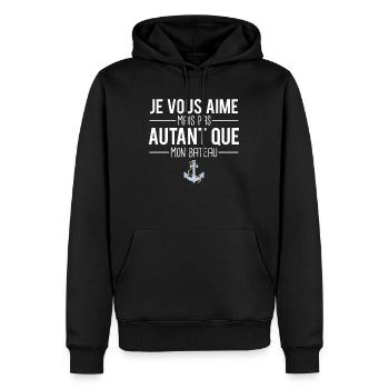 Je vous aime presque autant que mon bateau - Sweat à capuche Premium bio Homme - noir - Devant - Nico (187cm)