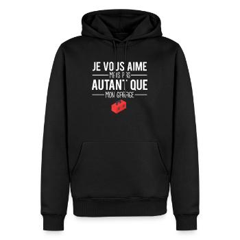 Je vous aime presque autant que mon garage humour - Sweat à capuche Premium bio Homme - noir - Devant - Nico (187cm)