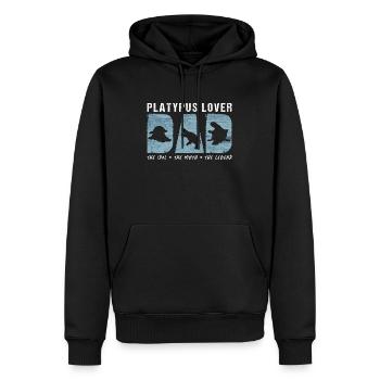 Amoureux de l’ornithorynque Papa L’idole Le mythe Amoureux des animaux - Sweat à capuche Premium bio Homme - noir - Devant - Nico (187cm)
