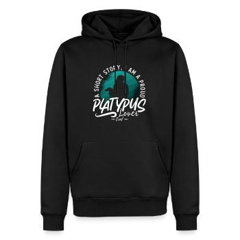 Amoureux de l’ornithorynque Une histoire courte Je suis un fier zoologie - Sweat à capuche Premium bio Homme - noir - Devant - Nico (187cm)