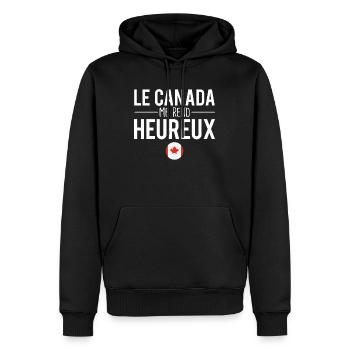 Le Canada me rend heureux canadien humour - Sweat à capuche Premium bio Homme - noir - Devant - Nico (187cm)