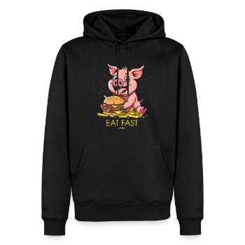 Restauration rapide : burgers de restauration rapide, frites, porc - Sweat à capuche Premium bio Homme - noir - Devant - Nico (187cm)