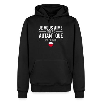 Je vous aime mais pas autant que la pologne - Sweat à capuche Premium bio Homme - noir - Devant - Nico (187cm)