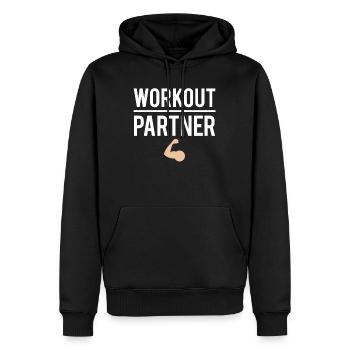 Workout partner musculation salle de sport coach - Sweat à capuche Premium bio Homme - noir - Devant - Nico (187cm)