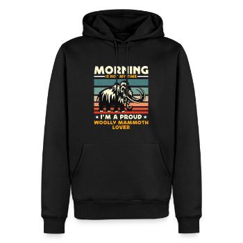 Woolly Mammoth Lover Morning Is Not My Prehistoric - Männer Premium Bio Hoodie - Schwarz - Vorne - Nico (187cm)