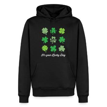 C’est votre jour de chance - Sweat à capuche Premium bio Homme - noir - Devant - Nico (187cm)