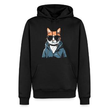 Sweat à capuche super cool et lunettes de soleil pour chat - Sweat à capuche Premium bio Homme - noir - Devant - Nico (187cm)
