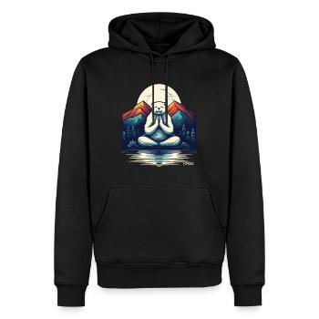 Ein meditierender Eisbär in der Natur - Männer Premium Bio Hoodie - Schwarz - Vorne - Nico (187cm)