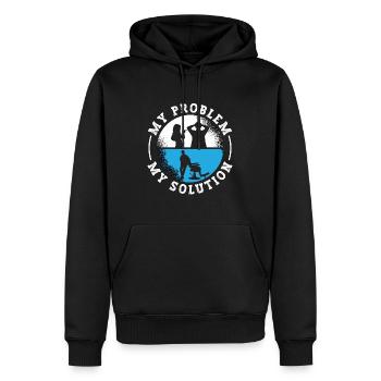 Coiffeur Mon problème Mon pictogramme Papa - Sweat à capuche Premium bio Homme - noir - Devant - Nico (187cm)
