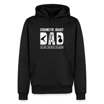 Cosmétologue Papa L’idole Le mythe Esthéticienne - Sweat à capuche Premium bio Homme - noir - Devant - Nico (187cm)