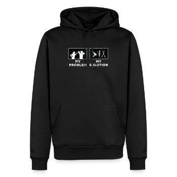 Cosmétologue Mon problème Ma solution Pictogramme Papa - Sweat à capuche Premium bio Homme - noir - Devant - Nico (187cm)