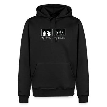 Cosmétologue Mon problème Ma solution Pictogramme Maman - Sweat à capuche Premium bio Homme - noir - Devant - Nico (187cm)