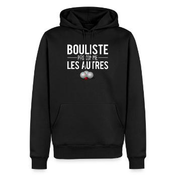 Bouliste pas comme les autres pétanque boules - Sweat à capuche Premium bio Homme - noir - Devant - Nico (187cm)