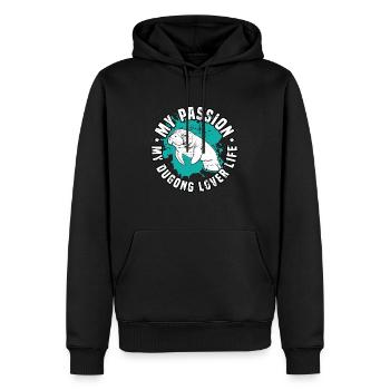 Amoureux du dugong Ma passion Mon amant du dugong Lamantin - Sweat à capuche Premium bio Homme - noir - Devant - Nico (187cm)