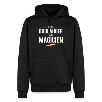 Je suis boulanger pas magicien baguette métier - Sweat à capuche Premium bio Homme - noir - Devant - Nico (187cm)