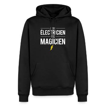 Je suis électricien pas magicien électricité - Sweat à capuche Premium bio Homme - noir - Devant - Nico (187cm)