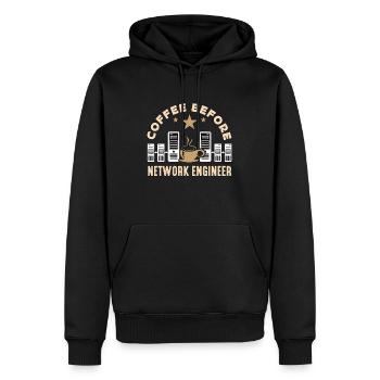 Ingénieur réseau Coffee Cybersécurité Amateur de café - Sweat à capuche Premium bio Homme - noir - Devant - Nico (187cm)