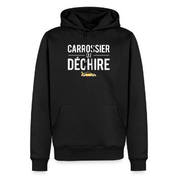 Carrossier qui déchire métier garagiste humour - Sweat à capuche Premium bio Homme - noir - Devant - Nico (187cm)