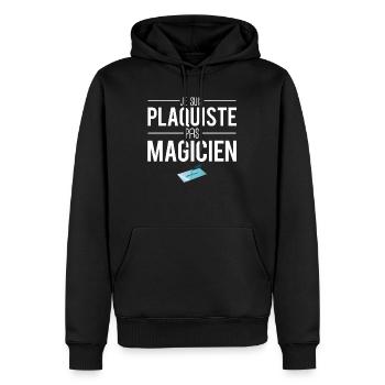 Je suis plaquiste pas magicien métier rénovation - Sweat à capuche Premium bio Homme - noir - Devant - Nico (187cm)