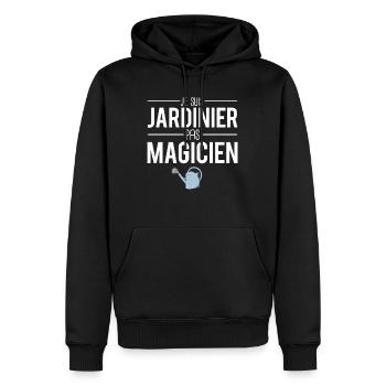 Je suis jardinier pas magicien jardinage jardin - Sweat à capuche Premium bio Homme - noir - Devant - Nico (187cm)
