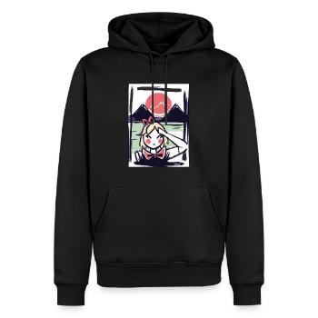 Fille japonaise au Japon sous le soleil rouge - Sweat à capuche Premium bio Homme - noir - Devant - Nico (187cm)