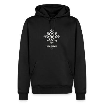 Es kommt Schnee. - Männer Premium Bio Hoodie - Schwarz - Vorne - Nico (187cm)