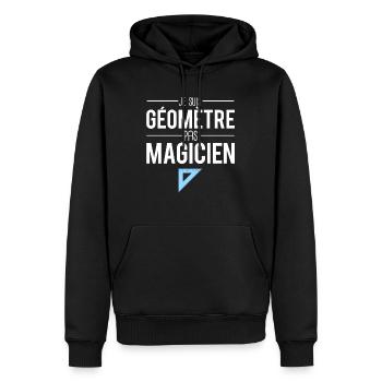 Je suis géomètre pas magicien métier profession - Sweat à capuche Premium bio Homme - noir - Devant - Nico (187cm)