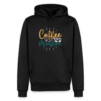 Monster Lover Coffee Before Gardening Coffee Lover - Männer Premium Bio Hoodie - Schwarz - Vorne - Nico (187cm)