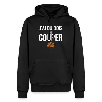 J'ai du bois à couper bûcheron métier humour - Sweat à capuche Premium bio Homme - noir - Devant - Nico (187cm)