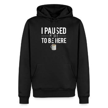 I paused my code to be here software engineer - Sweat à capuche Premium bio Homme - noir - Devant - Nico (187cm)