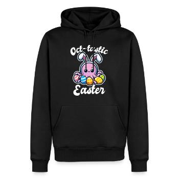 Frohe Ostern mit Oktopus und bunten Eiern - Männer Premium Bio Hoodie - Schwarz - Vorne - Nico (187cm)