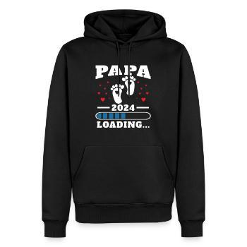 Papa 2024 Drôle Cadeau Fête Des Pères Enceinte - Sweat à capuche Premium bio Homme - noir - Devant - Nico (187cm)