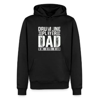 Drumline Player Dad The Idol The Myth The Drummer - Men’s Premium Organic Hoodie - black - Front - Nico (187cm)