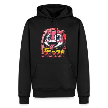 Graffiti Japonais Mignon Coquine Anime Chat - Sweat à capuche Premium bio Homme - noir - Devant - Nico (187cm)