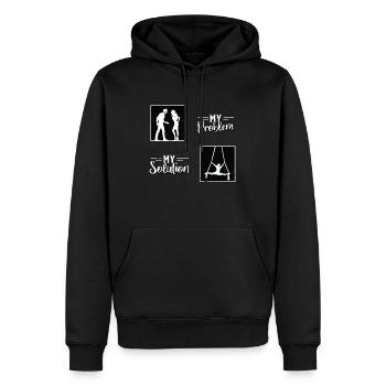 Acrobate Mon problème Ma solution Pictogramme Maman Papa - Sweat à capuche Premium bio Homme - noir - Devant - Nico (187cm)