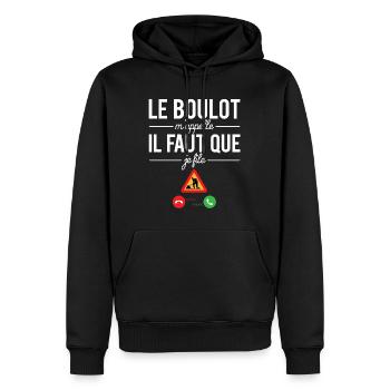 Le boulot m'appelle il faut que je file humour - Sweat à capuche Premium bio Homme - noir - Devant - Nico (187cm)