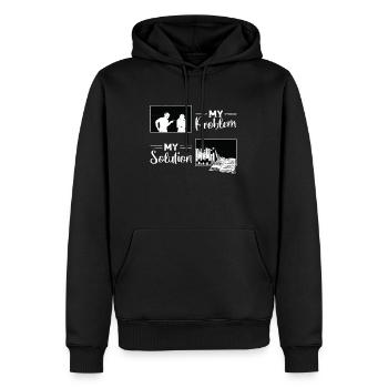 Bibliothécaire Mon problème Ma solution Pictogramme Maman Papa - Sweat à capuche Premium bio Homme - noir - Devant - Nico (187cm)