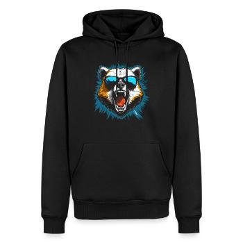 Cool sunglasses and a roaring bear - Men’s Premium Organic Hoodie - black - Front - Nico (187cm)