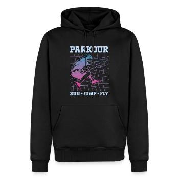 Parkour Run Jump Fly Freerunning Parkour Lover - Männer Premium Bio Hoodie - Schwarz - Vorne - Nico (187cm)
