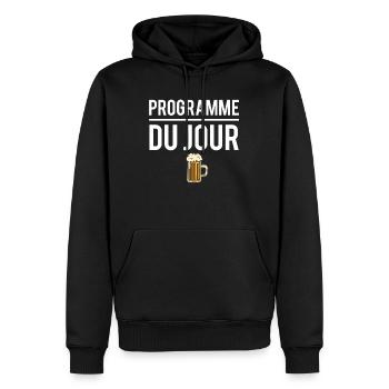 Programme du jour bière alcool apéro humour - Sweat à capuche Premium bio Homme - noir - Devant - Nico (187cm)