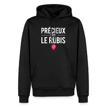 Précieux comme le rubis homme parfait - Sweat à capuche Premium bio Homme - noir - Devant - Nico (187cm)