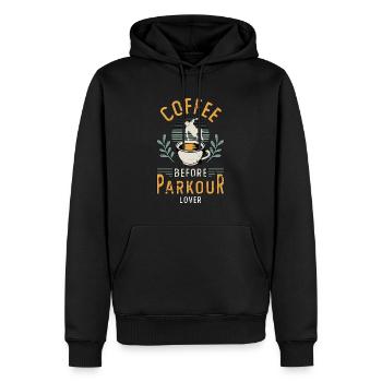 Parkour Lover Coffee Before Backflip Coffee Lover - Männer Premium Bio Hoodie - Schwarz - Vorne - Nico (187cm)
