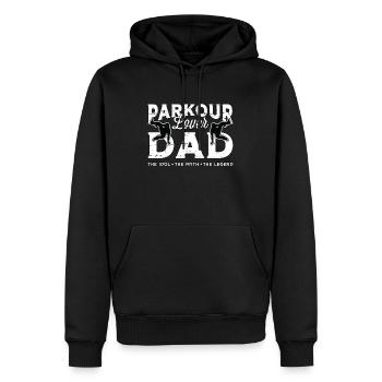 Papa Amoureux Du Parkour L’Idole Le Mythe Freerunning - Sweat à capuche Premium bio Homme - noir - Devant - Nico (187cm)